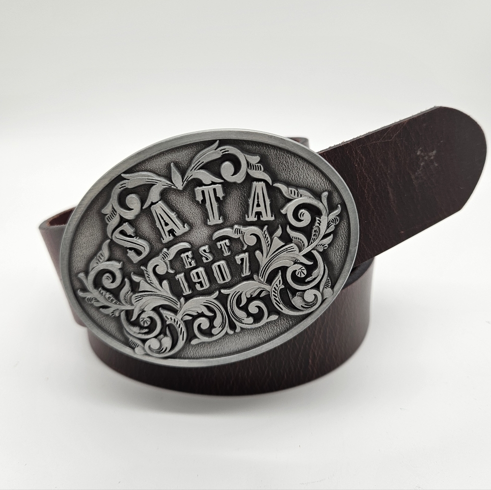 SATA | large buckle & thick leather belt